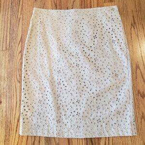Talbots Eyelet Pencil Skirt in Tan/Beige Size: 8